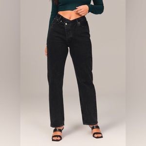 Abercrombie wide leg black dad jeans